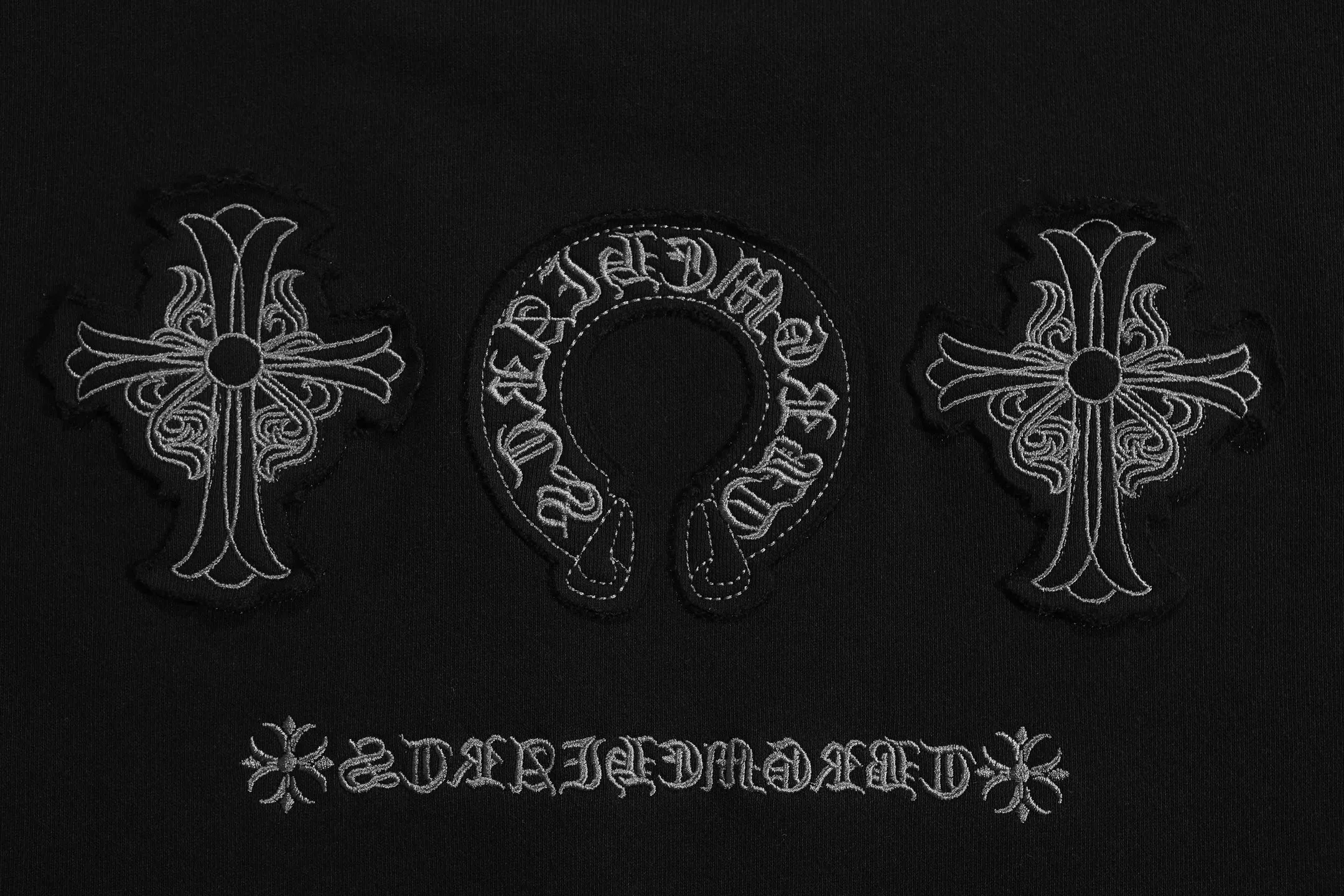 P250 Chrome Hearts Chrome Hearts Metal Patch Cross Crew Neck Sweatshirt Size: SMLXL Color: Black